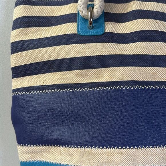 Nine West Blue Striped Tote - Picture 3 of 6
